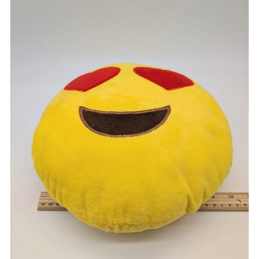 Lot Of Two Round Emoji Plush Pillows Yellow Neon 